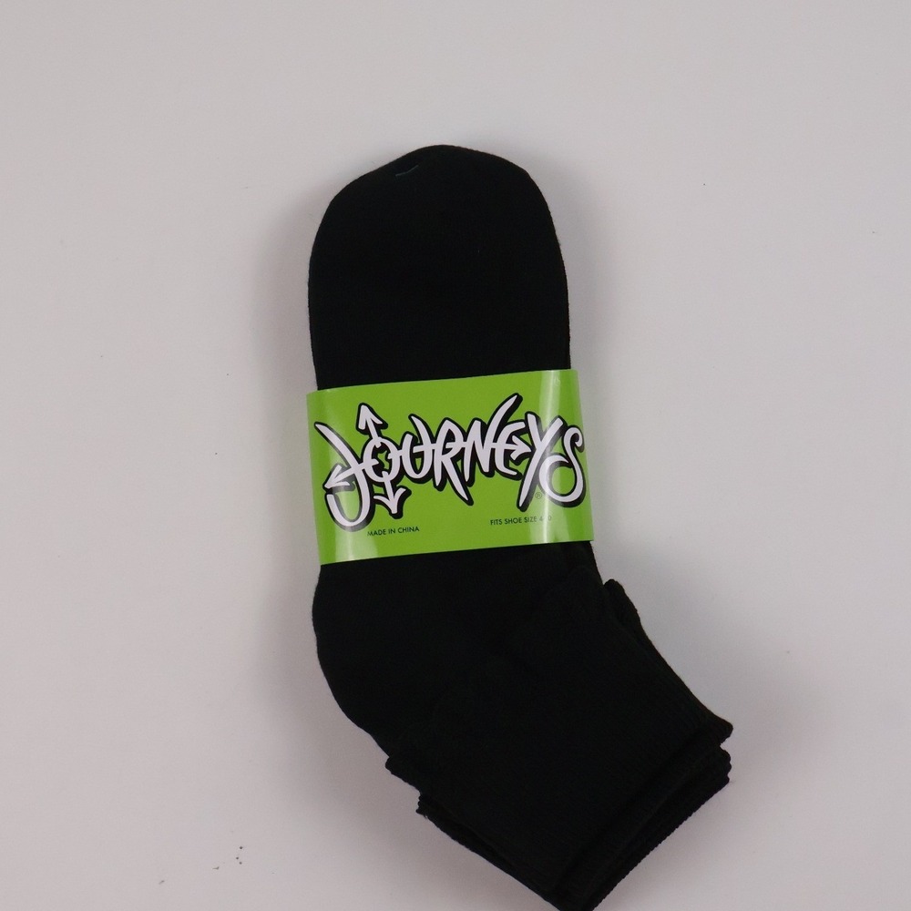 Journeys Scallop Edge Cuff Anklet Socks Black Solid One Size NWT